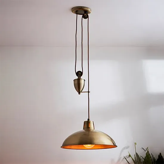 Polka Rise and Fall Ceiling Pendant Light - Antique Brass, Steel product