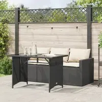 Ponce 3-Seater Outdoor Dining Set - Black, Rattan