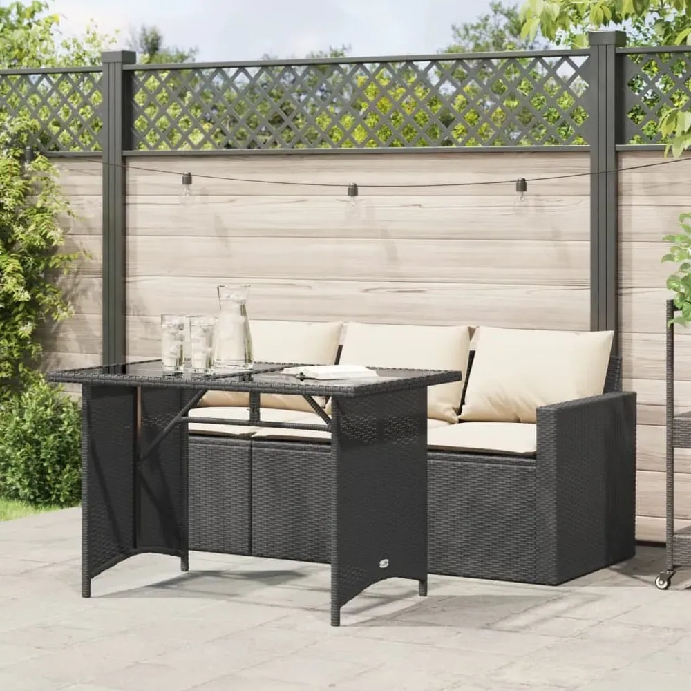 Ponce 3-Seater Outdoor Dining Set - Black, Rattan