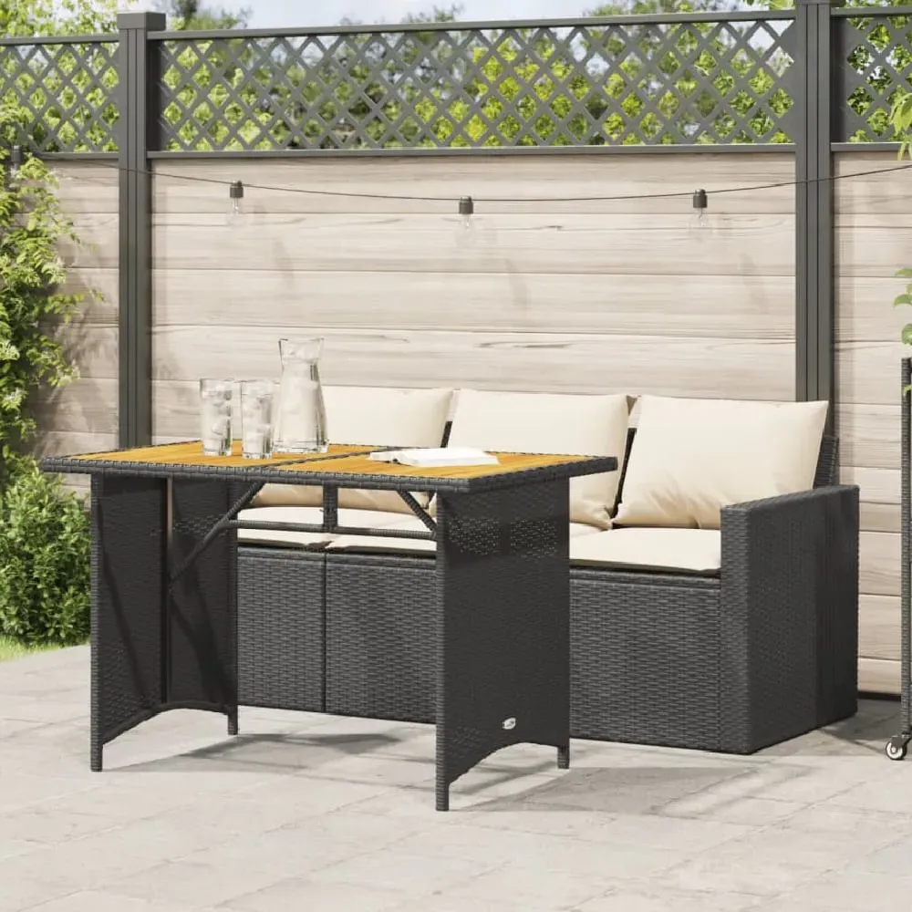 Ponce 3-Seater Outdoor Dining Set - Black, Wood image