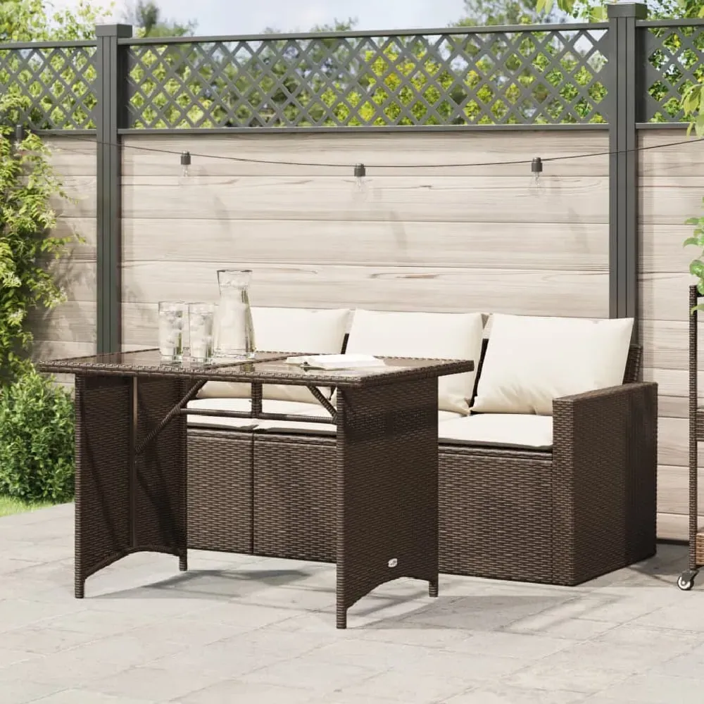 Ponce 3-Seater Outdoor Dining Set - Brown, Rattan