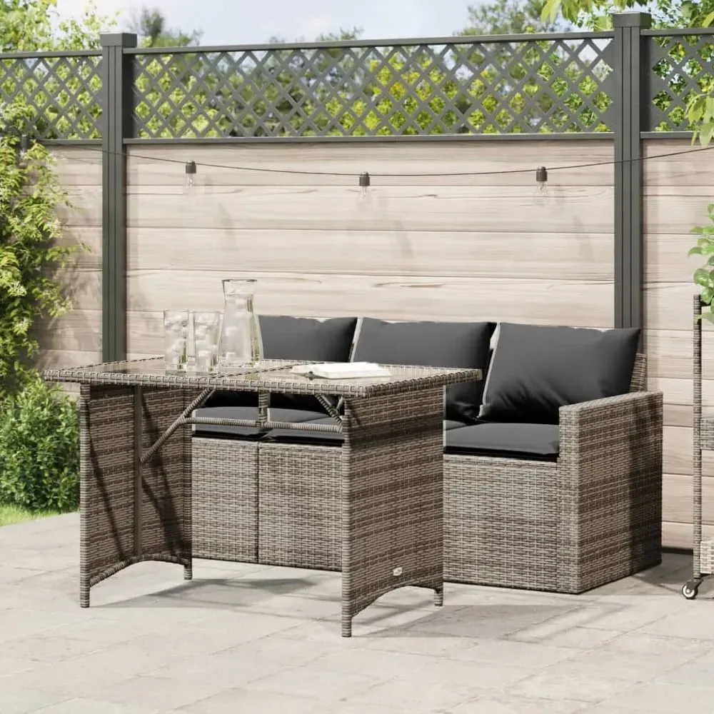Ponce 3-Seater Outdoor Dining Set - Dark Grey, Rattan