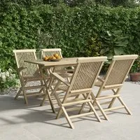 Ponoka 5-Piece Garden Dining Set - Grey, Solid Teak alternate view