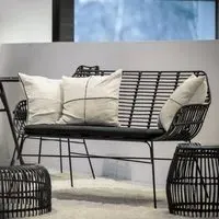 Ponoka Rattan Outdoor Seating Bench - Black