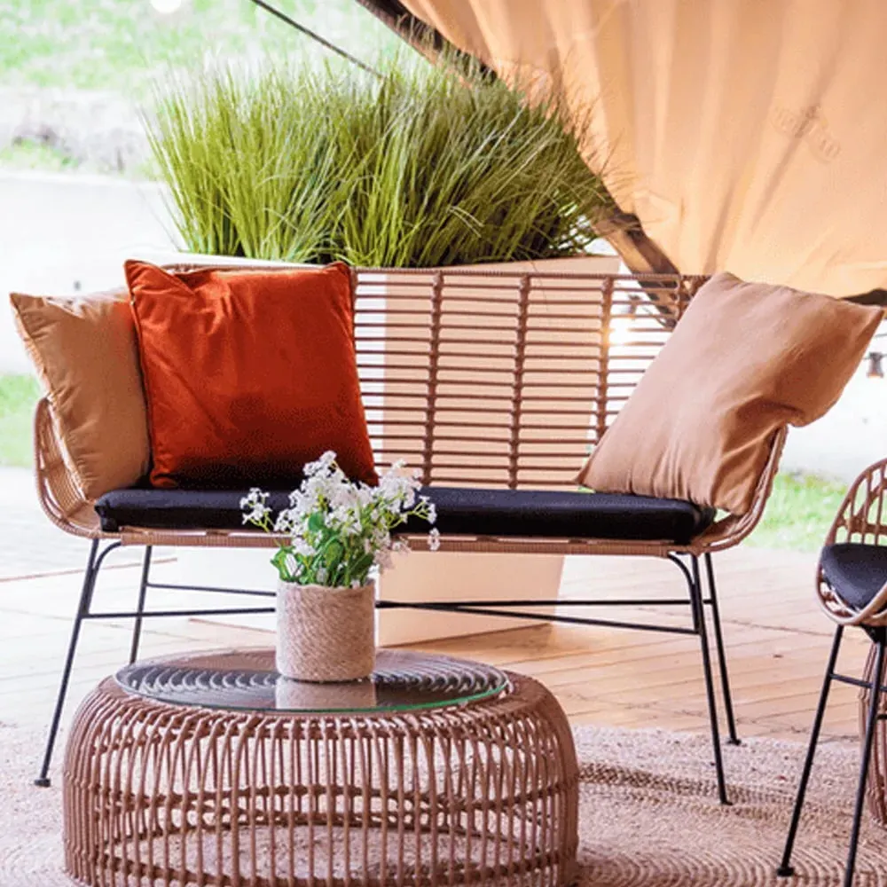 Ponoka Rattan Outdoor Seating Bench - Natural