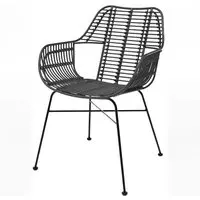 Ponoka Stacking Armchair - Black, Rattan