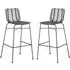 Ponoka Stacking Bar Stools Pair - Black, Rattan