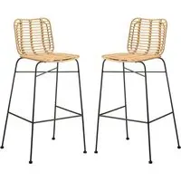 Ponoka Stacking Bar Stools Pair - Natural, Rattan