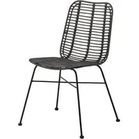 Ponoka Stacking Side Chair - Black, Rattan