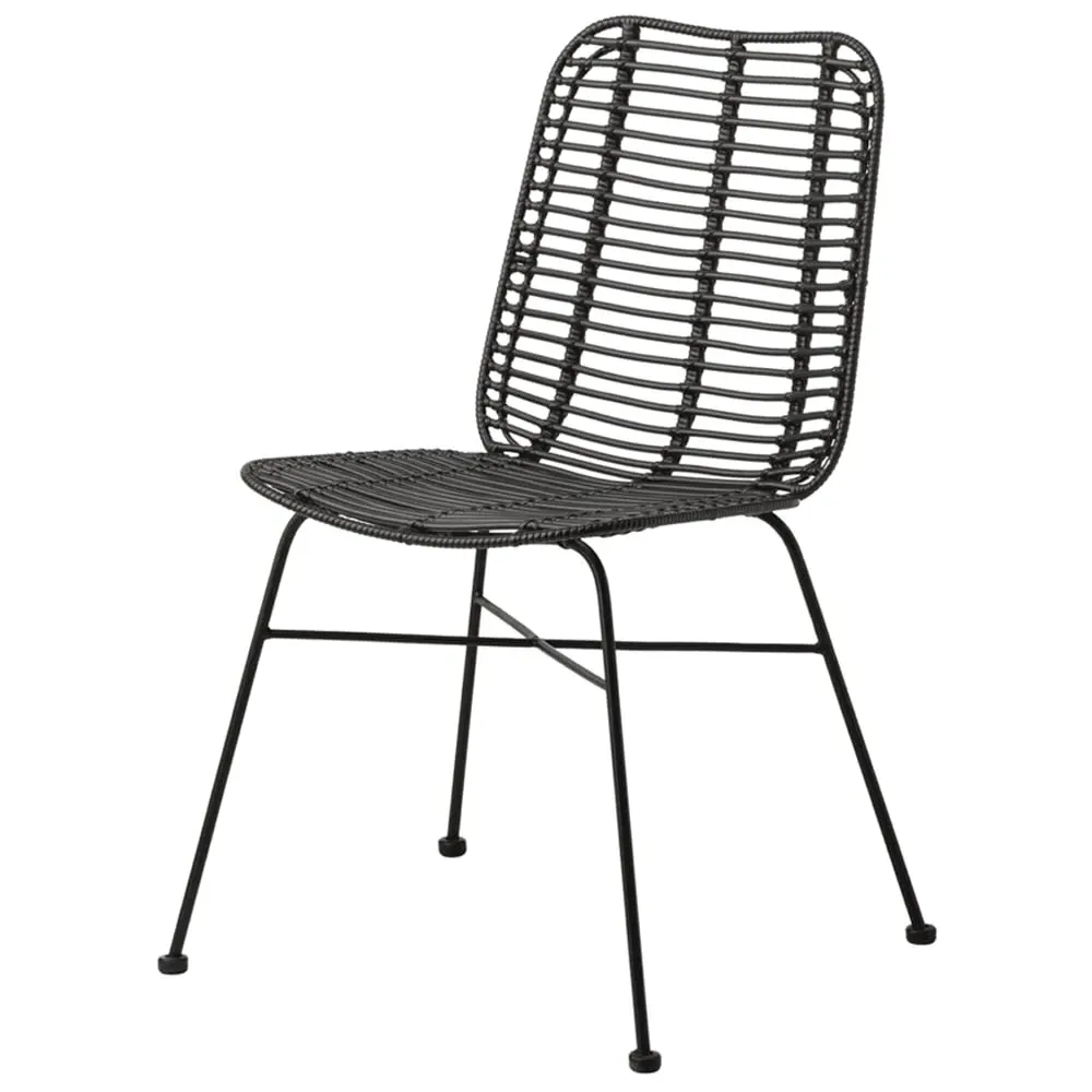 Ponoka Stacking Side Chair - Black, Rattan image