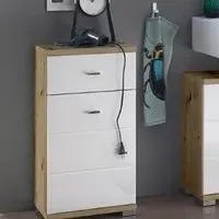 Ponoka Storage Cabinet with 1 Door - White, Artisan Oak