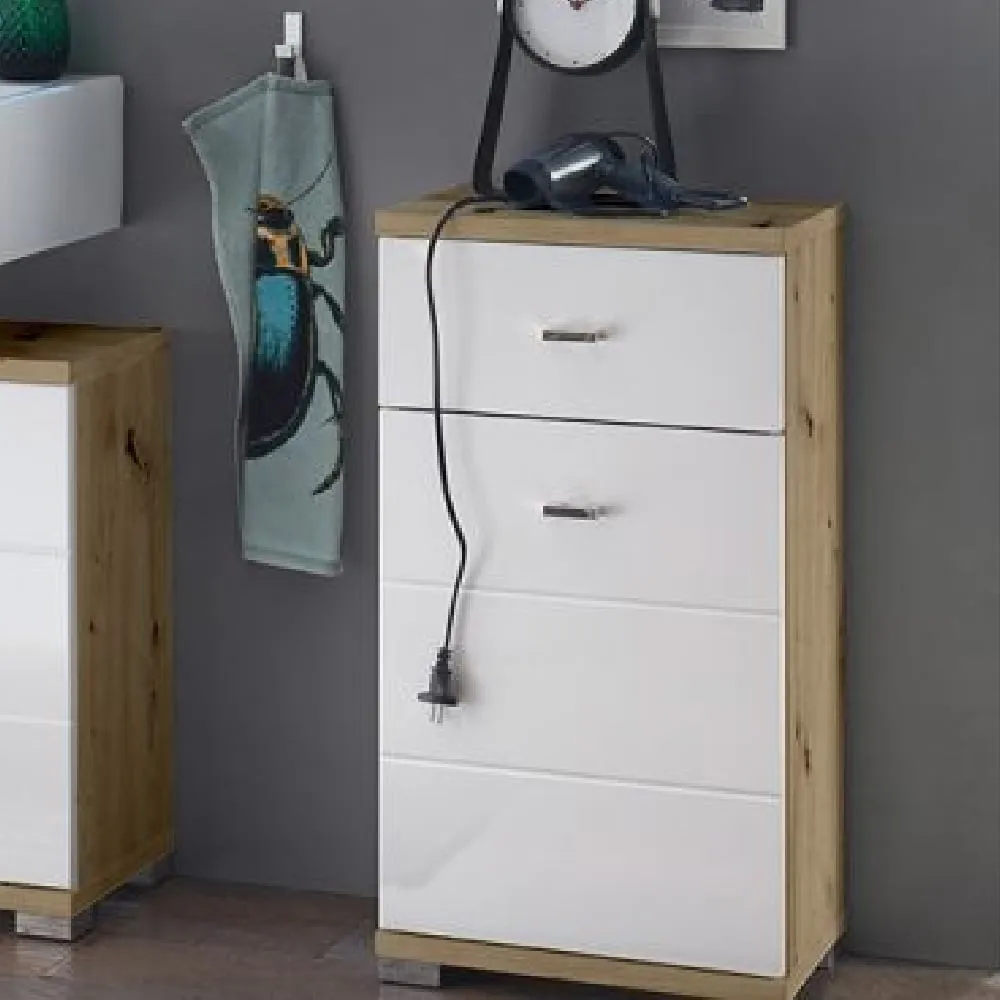 Ponoka Storage Cabinet with 1 Door - White, Artisan Oak image