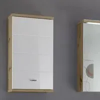 Ponoka Wall Cabinet with 1 Door - White, Artisan Oak