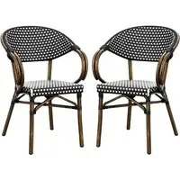 Ponte Outdoor Stacking Armchairs Pair - Black, Wicker