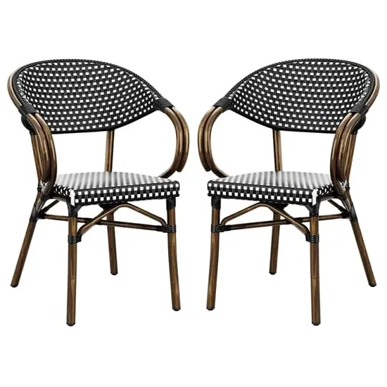 Ponte Outdoor Stacking Armchairs Pair - Black, Wicker image