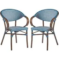 Ponte Outdoor Stacking Armchairs Pair - Blue, Wicker