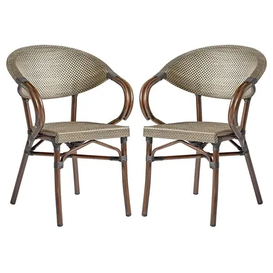 Ponte Outdoor Stacking Armchairs Pair - Gold, Wicker