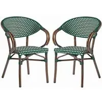 Ponte Outdoor Stacking Armchairs Pair - Green, Wicker