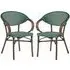 Ponte Outdoor Stacking Armchairs Pair - Green, Wicker