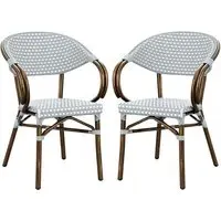 Ponte Outdoor Stacking Armchairs Pair - Pacific Blue, Wicker