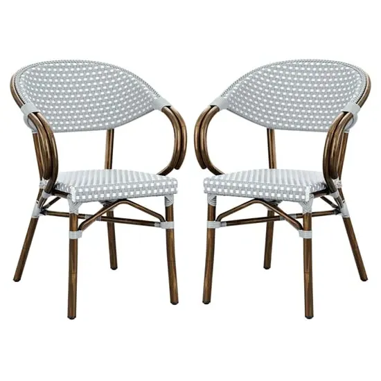 Ponte Outdoor Stacking Armchairs Pair - Pacific Blue, Wicker