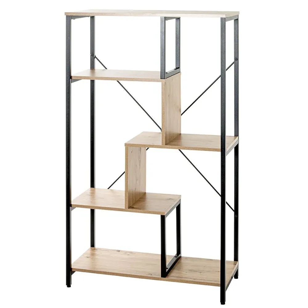 Pontiac 4-Shelf Bookcase - Black, Oak