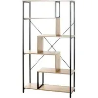 Pontiac 5-Shelf Bookcase - Black, Oak