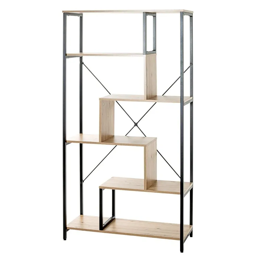 Pontiac 5-Shelf Bookcase - Black, Oak