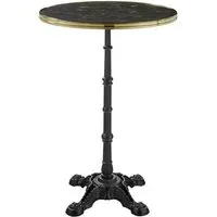 Pontiac 60cm Bar Height Table with Gold Rim - Black Marble, Wood