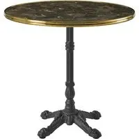 Pontiac 60cm Bistro Table with Gold Rim - Black Marble, Wood