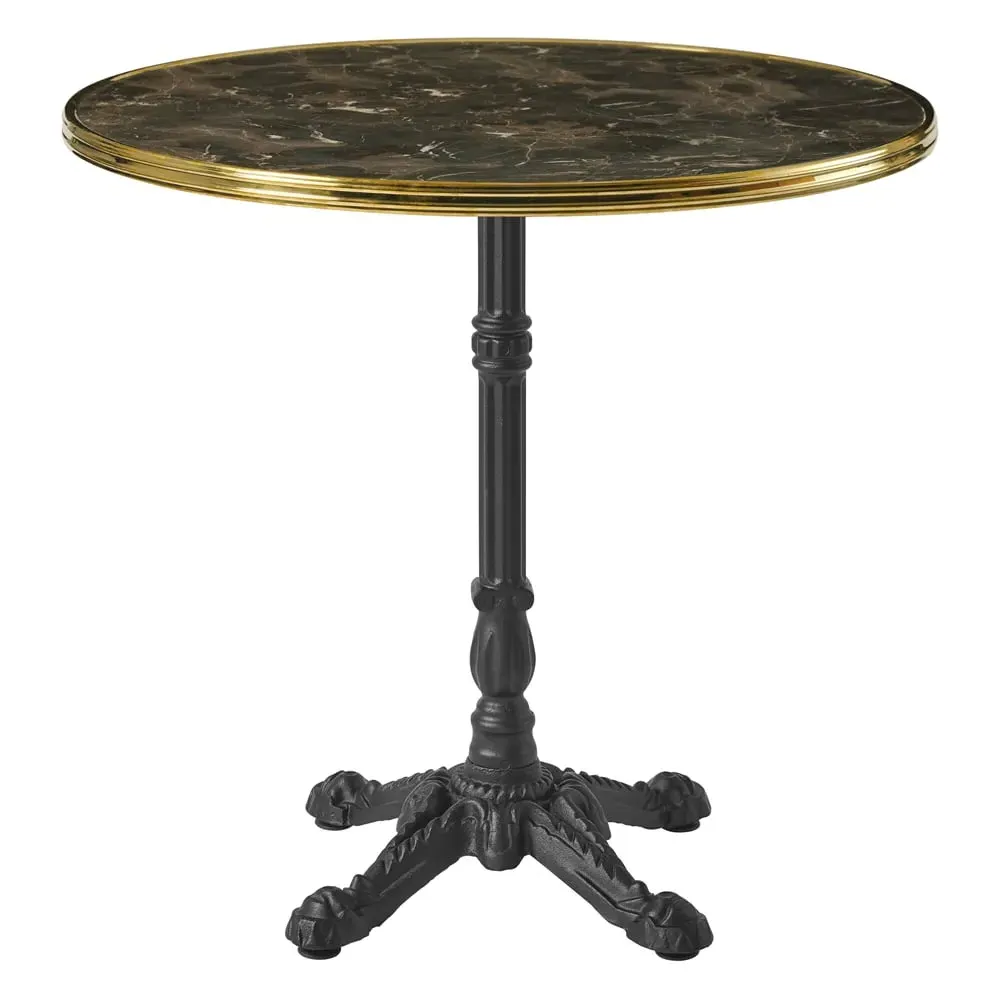 Pontiac 60cm Bistro Table with Gold Rim - Black Marble, Wood image