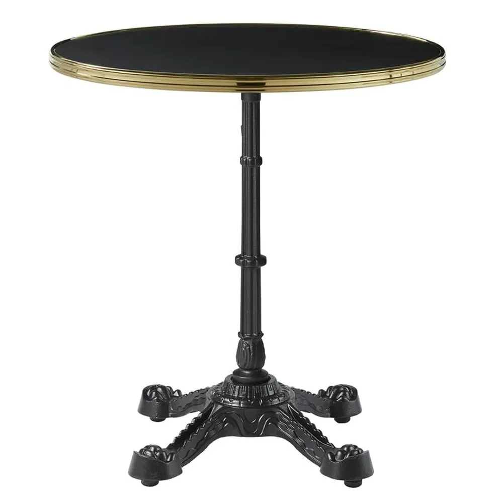 Pontiac 60cm Bistro Table with Gold Rim - Black, Wood