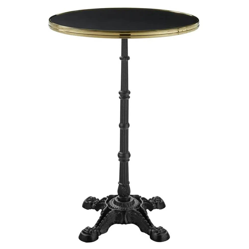 Pontiac 70cm Bar Height Table with Gold Rim - Black, Wood