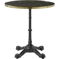 Pontiac 70cm Bistro Table with Gold Rim - Black Marble, Wood
