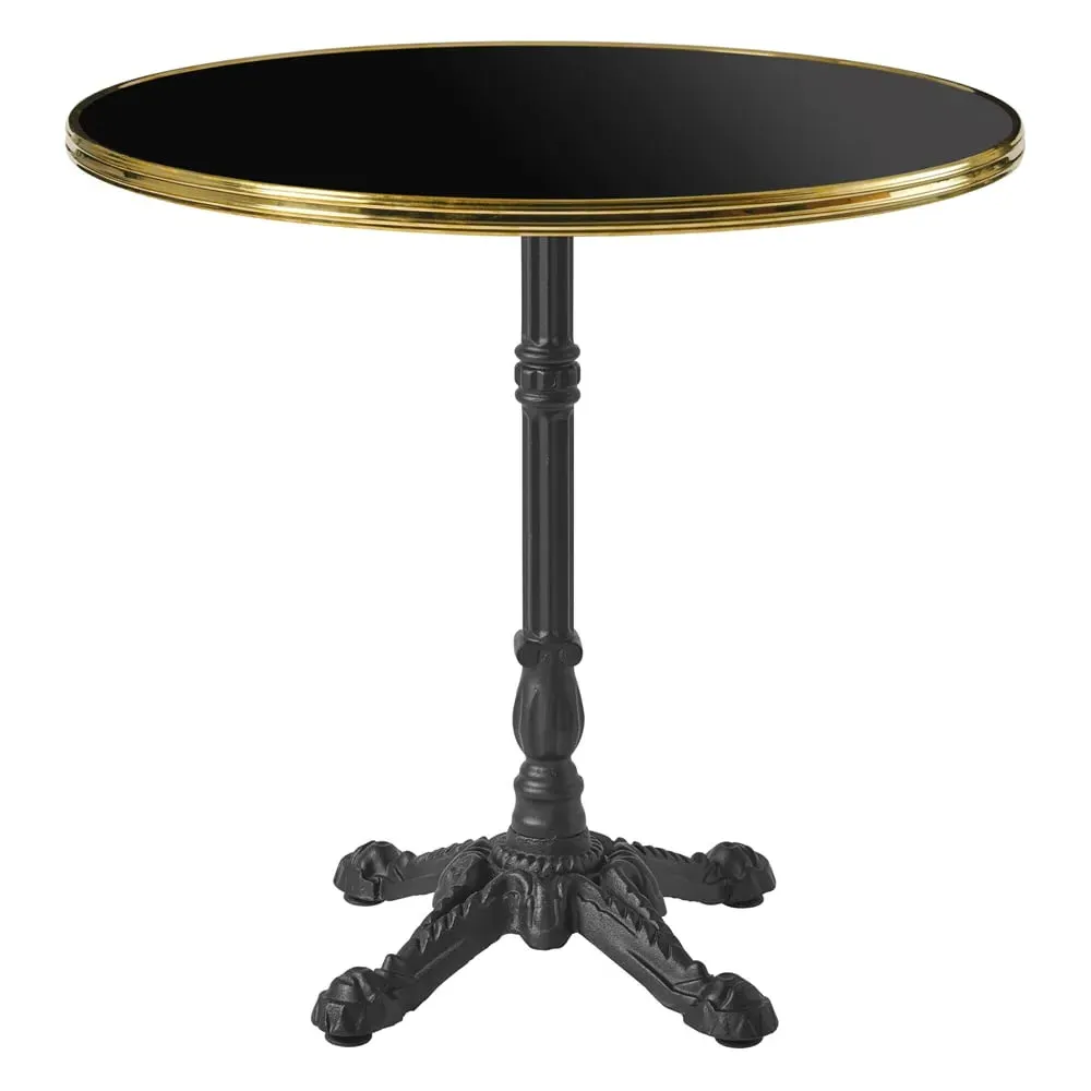 Pontiac 70cm Bistro Table with Gold Rim - Dark Marble, Wood