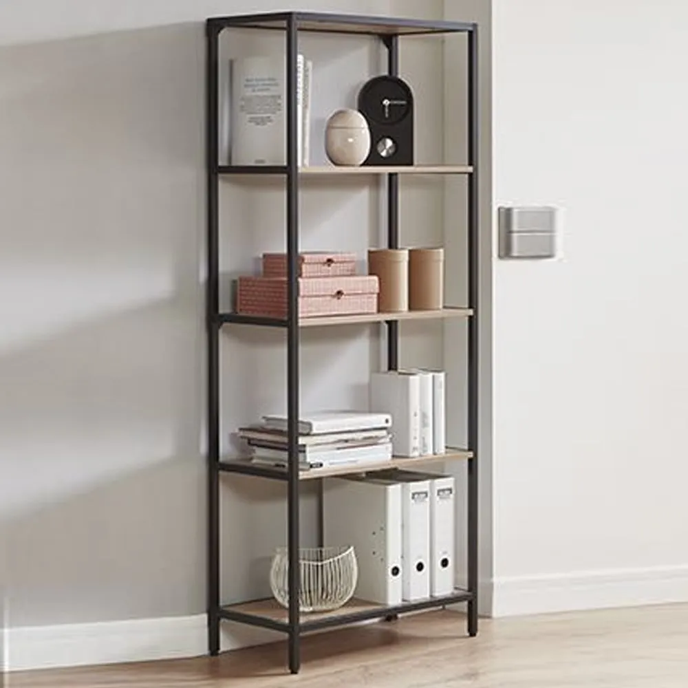 Pontiac Tall 4-Shelf Bookcase - Black, Oak