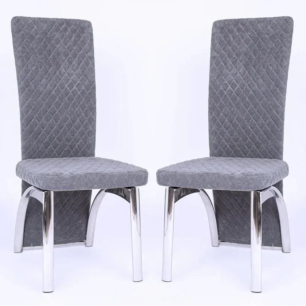 Pooler Dining Chairs - Grey, Velvet