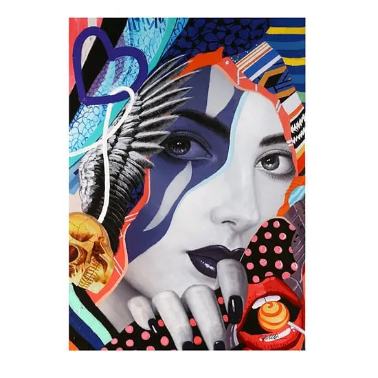 Pop Art Lady Canvas Wall Art - Multicolor product