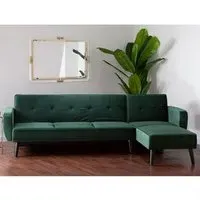 Porrima 3-Seater Sofa Bed with Storage - Green, Velvet