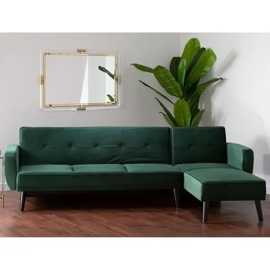 Porrima 3-Seater Sofa Bed with Storage - Green, Velvet image
