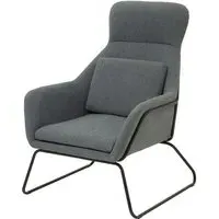 Porrima Armchair with Black Metal Frame - Grey, Fabric