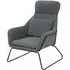 Porrima Armchair with Black Metal Frame - Grey, Fabric