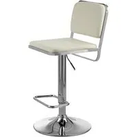 Porrima Bar Stool - White, Faux Leather