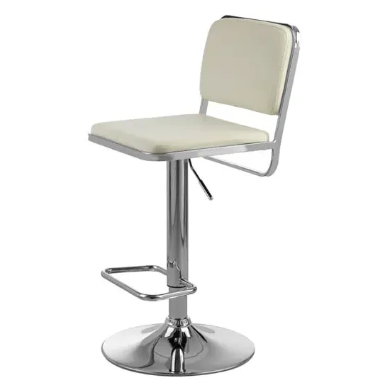 Porrima Bar Stool - White, Faux Leather
