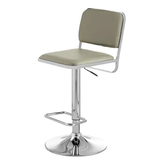 Porrima Bar Stool with Footrest - Light Grey, PU Leather product