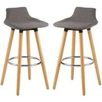 Porrima Bar Stools in Pair - Grey, Fabric