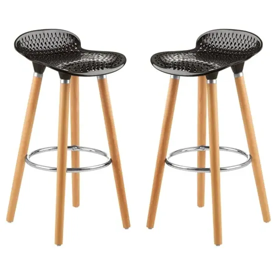 Porrima Bar Stools Pair - Black, Polypropylene image