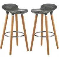Porrima Bar Stools Pair - Grey, Polypropylene