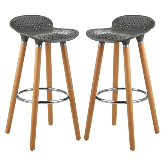 Porrima Bar Stools Pair - Grey, Polypropylene