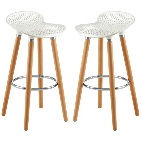 Porrima Bar Stools Pair - White, Polypropylene